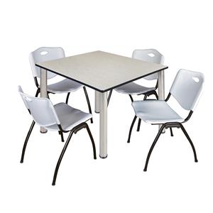 Scranton & Co 48&quot Square Breakroom Table with 4 'M' Chairs in Maple