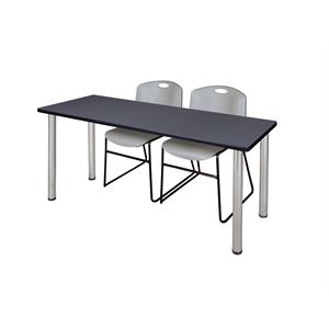 Scranton & Co 72&quot Training Table with 2 Zeng Chairs in Stylish Grey