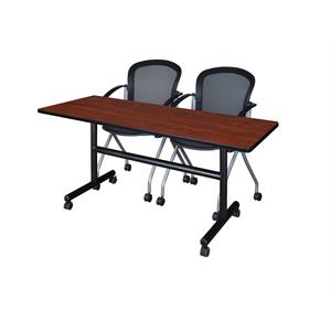Scranton & Co 60&quot x 24&quot Training Table with 2 Nesting Chairs in Cherry