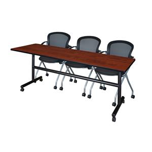 Scranton & Co 84&quot x 24&quot Training Table with 3 Nesting Chairs in Cherry