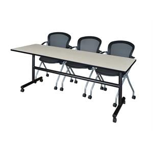 Scranton & Co 84&quot x 24&quot Training Table with 3 Nesting Chairs in Maple