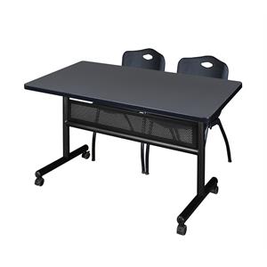 Scranton & Co 48&quot x 30&quot Flip Top Training Table with 2 'M' Chairs in Grey