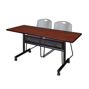 Scranton & Co 60&quot x 24&quot Mobile Training Table with 2 Zeng Chairs in Cherry