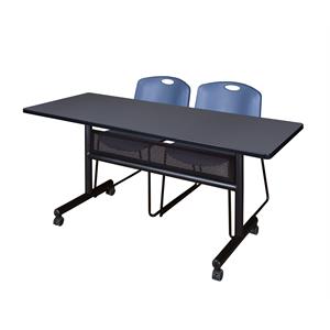 Scranton & Co 60&quot x 24&quot Flip Top Training Table with 2 Zeng Chairs in Grey