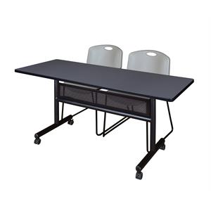 Scranton & Co 60&quot x 24&quot Flip Top Training Table with 2 Zeng Chairs in Grey