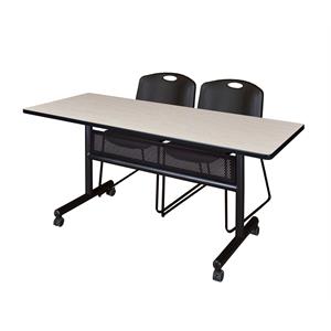 Scranton & Co 60&quot x 24&quot Flip Top Training Table with 2 Zeng Chairs in Maple