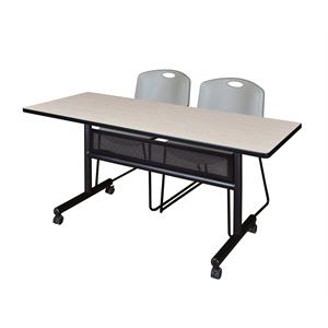 Scranton & Co 60&quot x 24&quot Flip Top Training Table with 2 Zeng Chairs in Maple