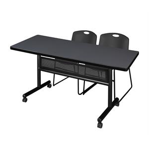 Scranton & Co 60&quot x 30&quot Flip Top Training Table with 2 Zeng Chairs in Grey