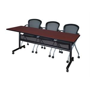 Scranton & Co 84&quot x 24&quot Training Table with 3 Nesting Chairs in Mahogany