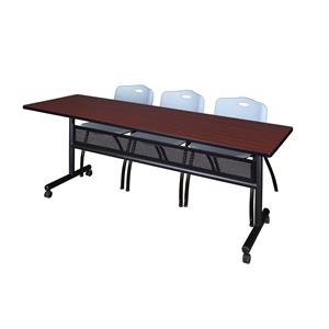 Scranton & Co 84&quotx24&quot Flip Top Training Table with 3 'M' Chairs in Mahogany