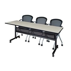 Scranton & Co 84&quot x 24&quot Training Table with 3 Nesting Chairs in Maple