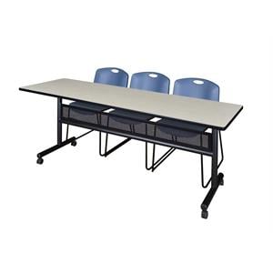 Scranton & Co 84&quot x 24&quot Flip Top Training Table with 3 Zeng Chairs in Maple
