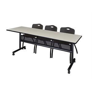 Scranton & Co 84&quot x 24&quot Flip Top Training Table with 3 'M' Chairs in Maple