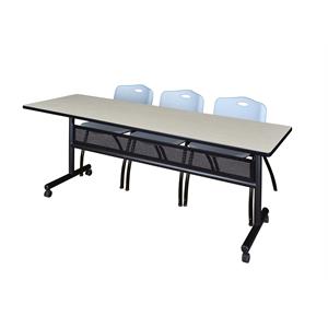 Scranton & Co 84&quot x 24&quot Flip Top Training Table with 3 'M' Chairs in Maple