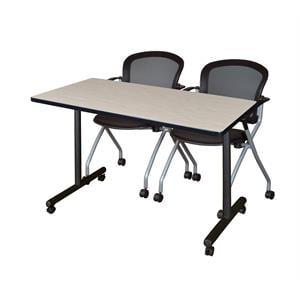 Scranton & Co 48&quot Mobile Table with 2 Nesting Chairs in Maple