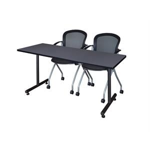 Scranton & Co 60&quot x 30&quot Training Table with 2 Nesting Chairs in Grey