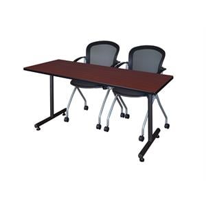 Scranton & Co 66&quot x 30&quot Training Table with 2 Nesting Chairs in Mahogany