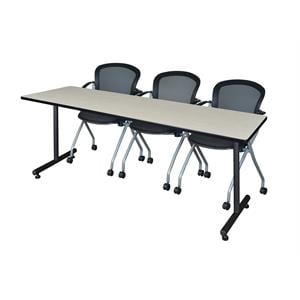 Scranton & Co 84&quot x 24&quot Training Table with 3 Nesting Chairs in Maple