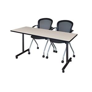 Scranton & Co 66&quot Mobile Table with 2 Nesting Chairs in Maple
