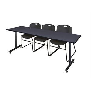 Scranton & Co 84&quot Training Table with 3 Zeng Chairs in Stylish Grey