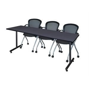 Scranton & Co 84&quot x 24&quot Training Table with 3 Nesting Chairs in Grey