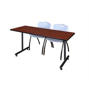Scranton & Co 60&quot Training Table with 2 'M' Chairs in Rich Cherry