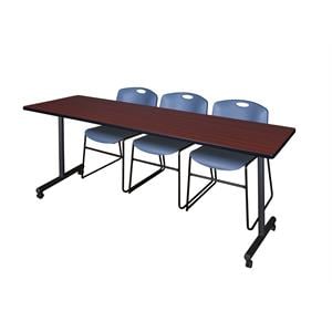 Scranton & Co 84&quot Mobile Table with 3 Zeng Chairs in Mahogany