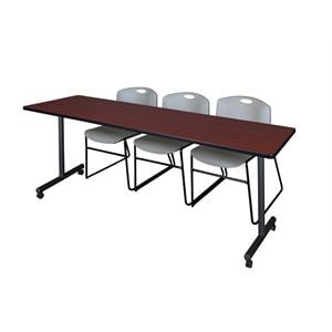 Scranton & Co 84&quot Mobile Table with 3 Zeng Chairs in Mahogany