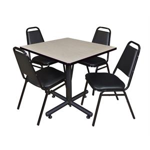 Scranton & Co 36&quot Square Breakroom Table with 4 Restaurant Chairs in Maple