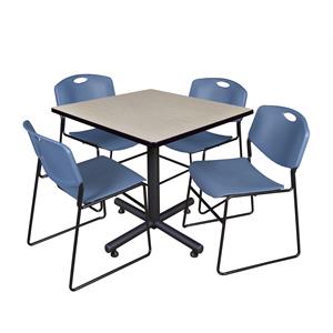 Scranton & Co 36&quot Square Breakroom Table with 4 Zeng Chairs in Maple