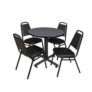 Scranton & Co 30&quot Round Breakroom Table with 4 Restaurant Chairs in Grey