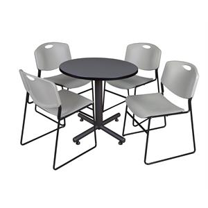 Scranton & Co 30&quot Round Breakroom Table with 4 Zeng Chairs in Grey
