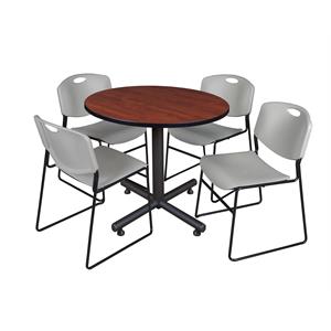 Scranton & Co 36&quot Round Breakroom Table with 4 Zeng Chairs in Cherry