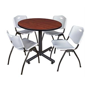 Scranton & Co 36&quot Round Breakroom Table with 4 'M' Chairs in Cherry