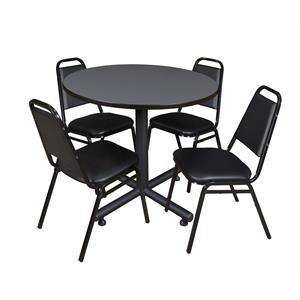 Scranton & Co 36&quot Round Breakroom Table with 4 Restaurant Chairs in Grey