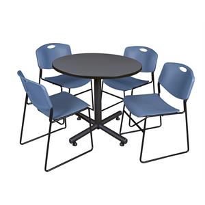 Scranton & Co 36&quot Round Breakroom Table with 4 Zeng Chairs in Grey