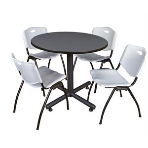 Scranton & Co 36&quot Round Breakroom Table with 4 'M' Chairs in Grey