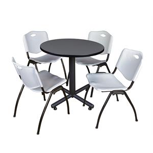 Scranton & Co 30&quot Round Breakroom Table with 4 'M' Chairs in Grey