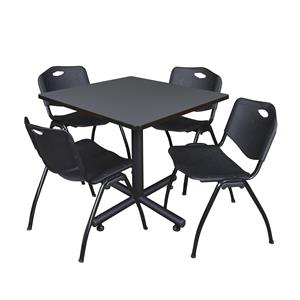 Scranton & Co 42&quot Square Breakroom Table with 4 'M' Chairs in Grey