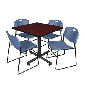 Scranton & Co 42&quot Square Breakroom Table with 4 Zeng Chairs in Mahogany