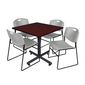 Scranton & Co 42&quot Square Breakroom Table with 4 Zeng Chairs in Mahogany