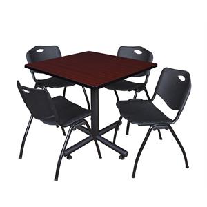 Scranton & Co 42&quot Square Breakroom Table with 4 'M' Chairs in Mahogany