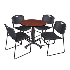Scranton & Co 30&quot Round Breakroom Table with 4 Zeng Chairs in Cherry