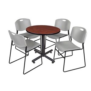 Scranton & Co 30&quot Round Breakroom Table with 4 Zeng Chairs in Cherry
