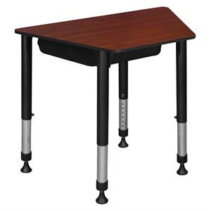 Scranton & Co 36&quot x 23&quot Trapezoid Adjustable Desk with Storage in Cherry