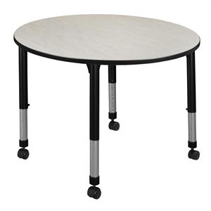 Scranton & Co 36&quot Round Height Adjustable Mobile Table in Maple
