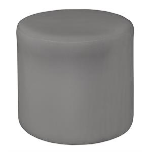 Scranton & Co Plush Lounge and Round Ottoman in Soft Durable Grey Vinyl