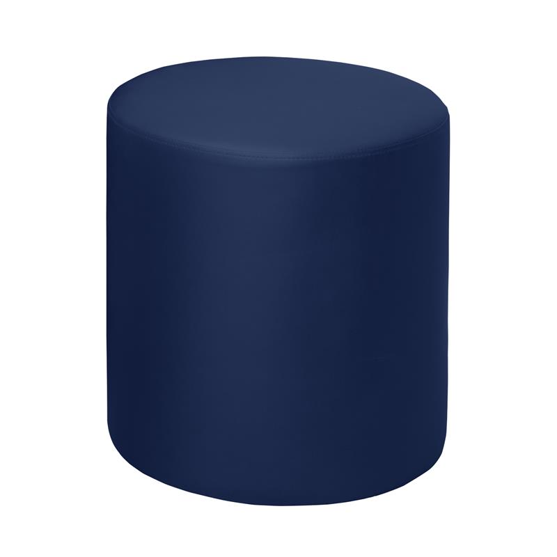 Scranton & Co Plush Round Ottoman in Soft Durable Naval Blue Vinyl