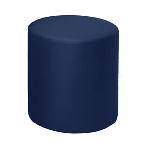 Scranton & Co Plush Round Ottoman in Soft Durable Naval Blue Vinyl