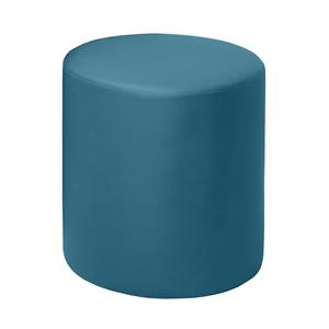 Scranton & Co Plush Round Ottoman in Soft Durable Peacock Teal Vinyl